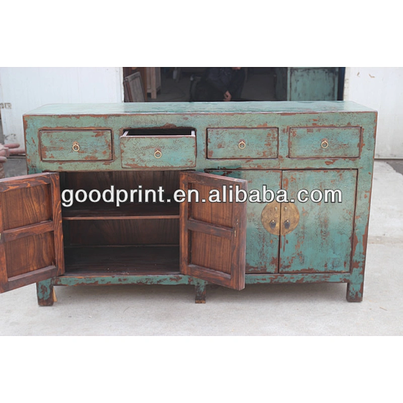 Wooden cabinet antique furniture 4 drawer 4 door cabinet