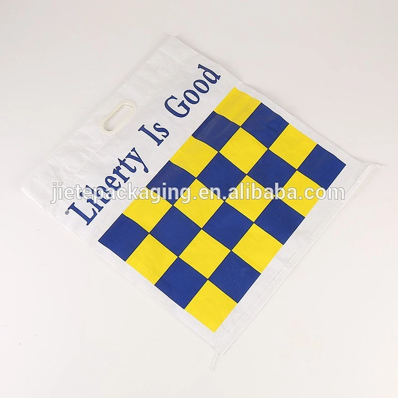 printed PP woven wholesale reusable shopping bag with simple handle