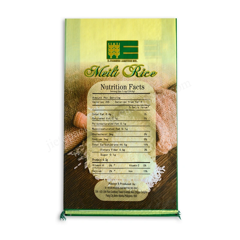 Top sale rice 25kg plastic pp woven fabric packing bag with design printing