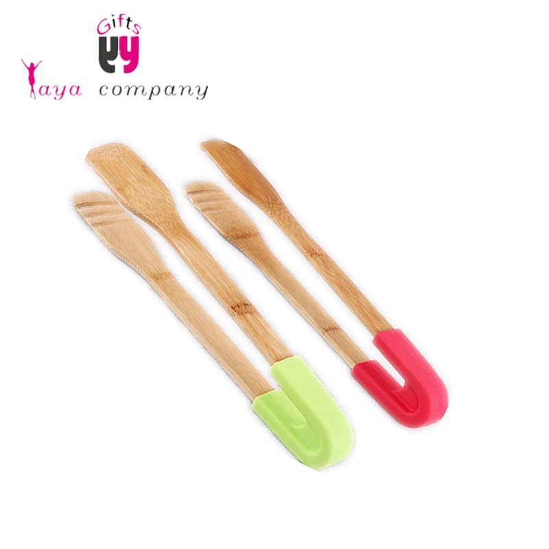 Kitchen Cooking Tools Wood Silicone Handle BBQ Food Tong
