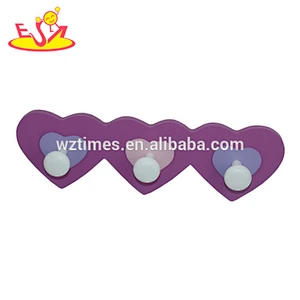 wholesale beautiful design pink flower shaped wooden wall hook for sale W09B027