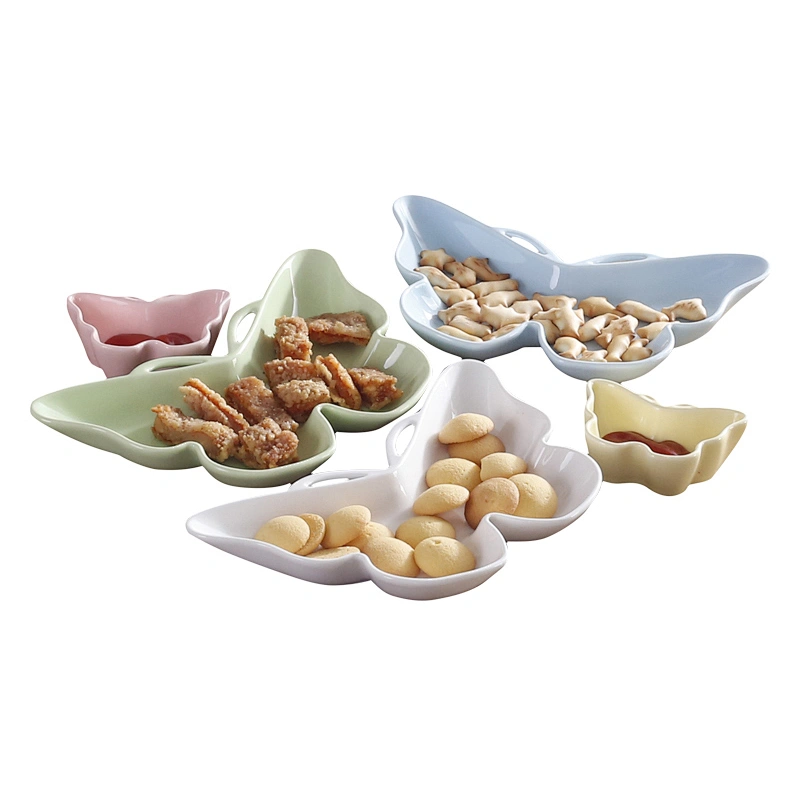 Children's lunch dish butterfly ceramic plate candy color for student