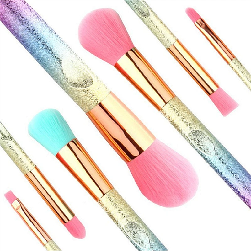 Customized Logo Glitter Colorful 7pcs Makeup Brush Set With High Quality For Beauty