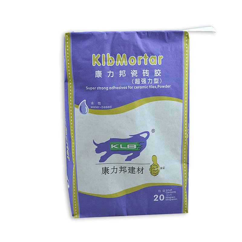 kraft paper block bottom valve bag for packing putty, mortar, glue, cement packaging bag