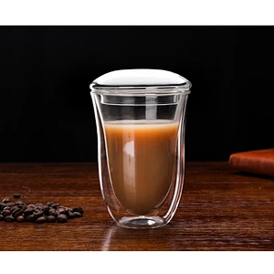 guangzhou factory 180 ML Fancy Double Wall Glass Coffee Cup Double Wall Glass cup for coffee shop