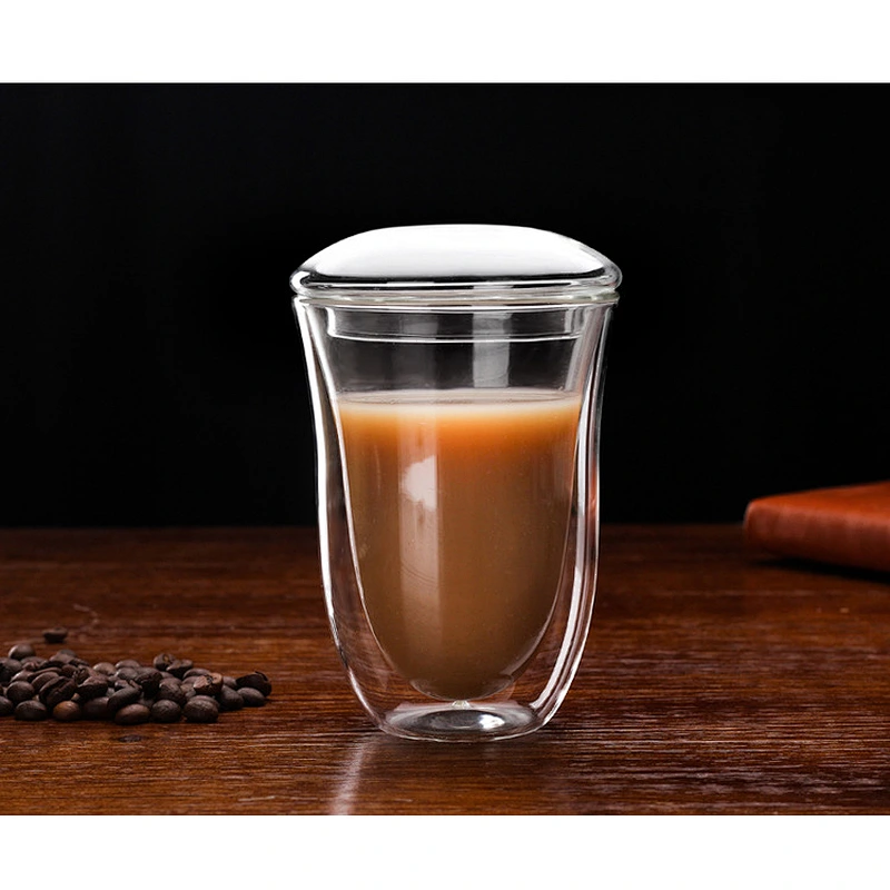 guangzhou factory 180 ML Fancy Double Wall Glass Coffee Cup Double Wall Glass cup for coffee shop