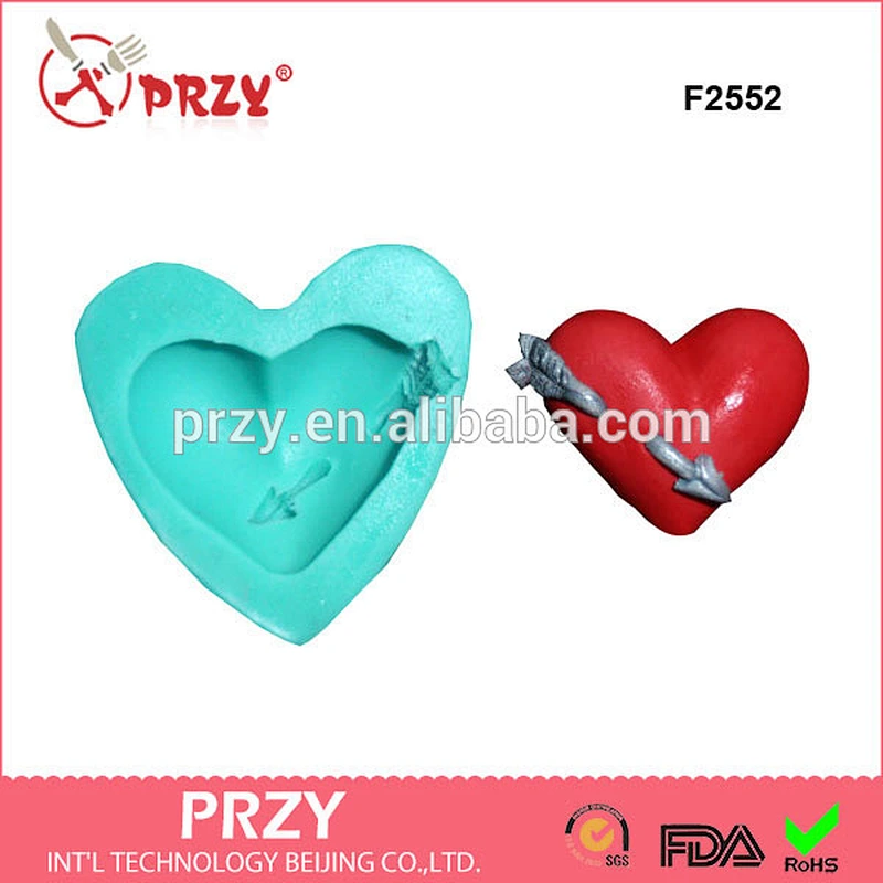 F2552 heart with arrow Decoration Silicone Mold Fondant Cake Decorating Tools Silicone Soap Mold Silicone Cake Mold