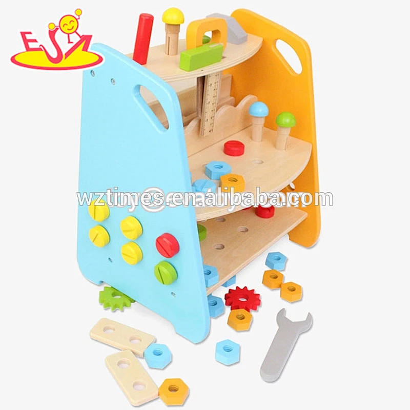 wholesale DIY pretend children wooden workbench toy interesting baby wooden workbench toy W03D028
