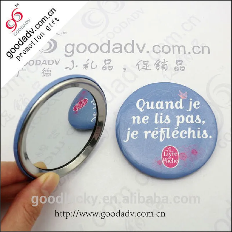 2017 full color printed metal tin small mini purse mirror