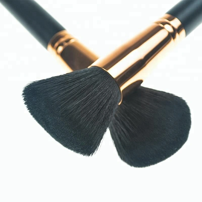 Gold silk printing private label logo Noble black makeup brush set 8 PCS Black brush makeup Synthetic fiber hair