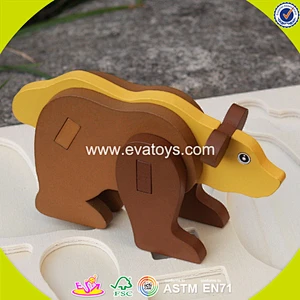 2018 New design baby wooden animal puzzle diy kids wooden animal puzzle funny children wooden animal puzzle W14G039