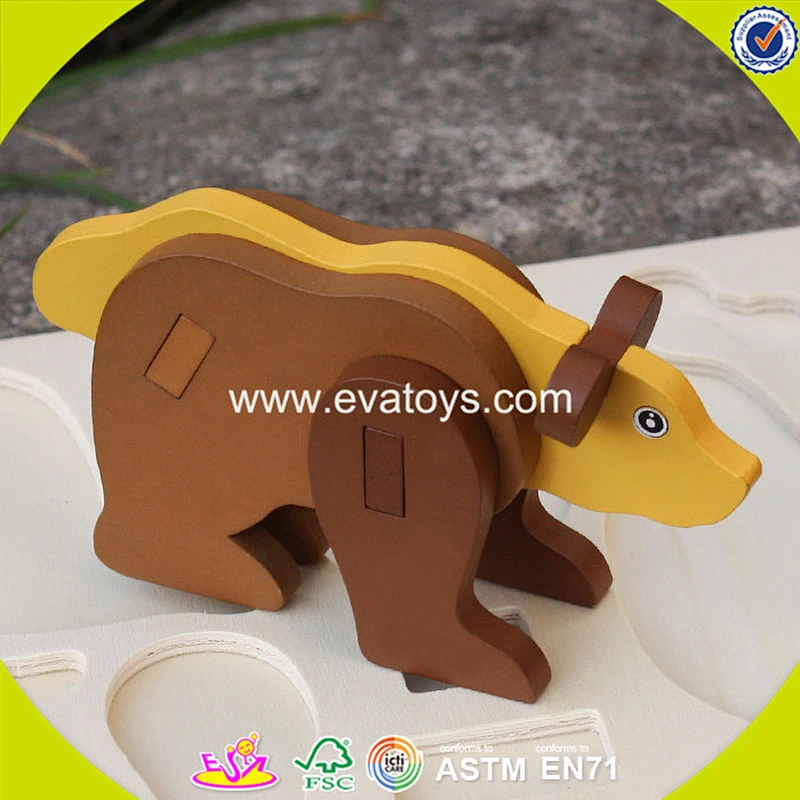 2018 New design baby wooden animal puzzle diy kids wooden animal puzzle funny children wooden animal puzzle W14G039