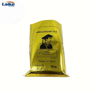 Eco friendly gold foil laminated tea packaging seed rice wheat flour  pp woven sack bag