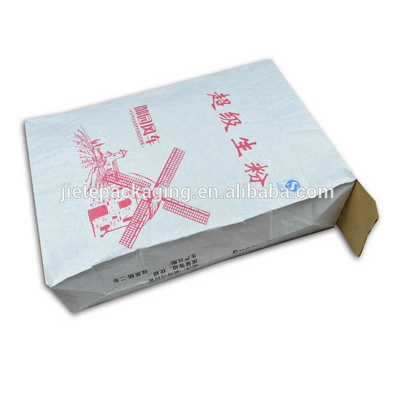 kraft paper bag for flour, potato starch packing with valve port