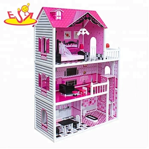 Nuevos productos 2018 preciosos kits de casa de muñecas de madera para niñas W06A251B