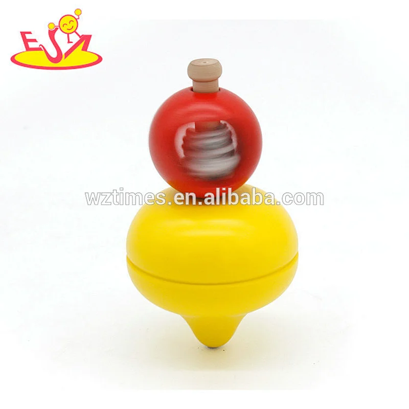 wholesale cheap funny wooden spinning top toy for children W01A308