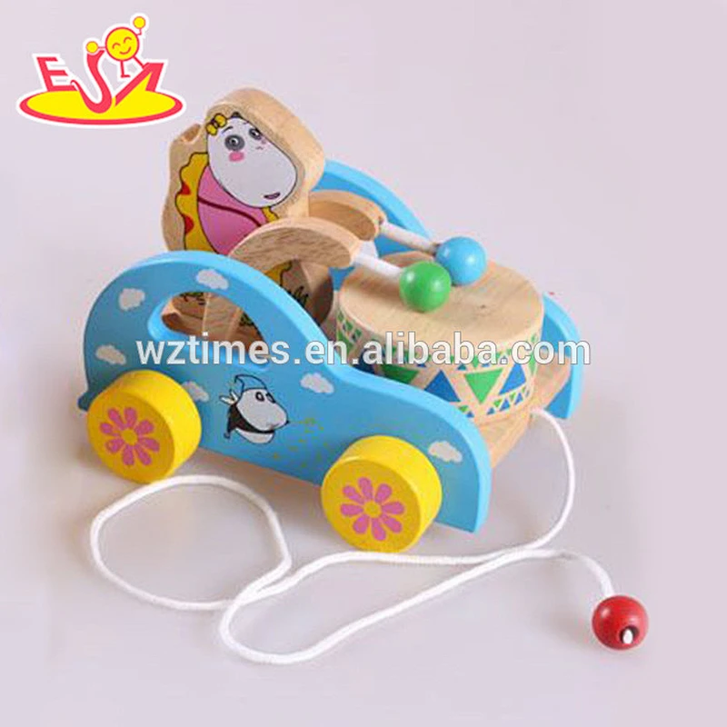 Venta al por mayor niños calientes de madera de juguete de empuje animal más popular niños de madera de juguete de empuje animal W05B135B