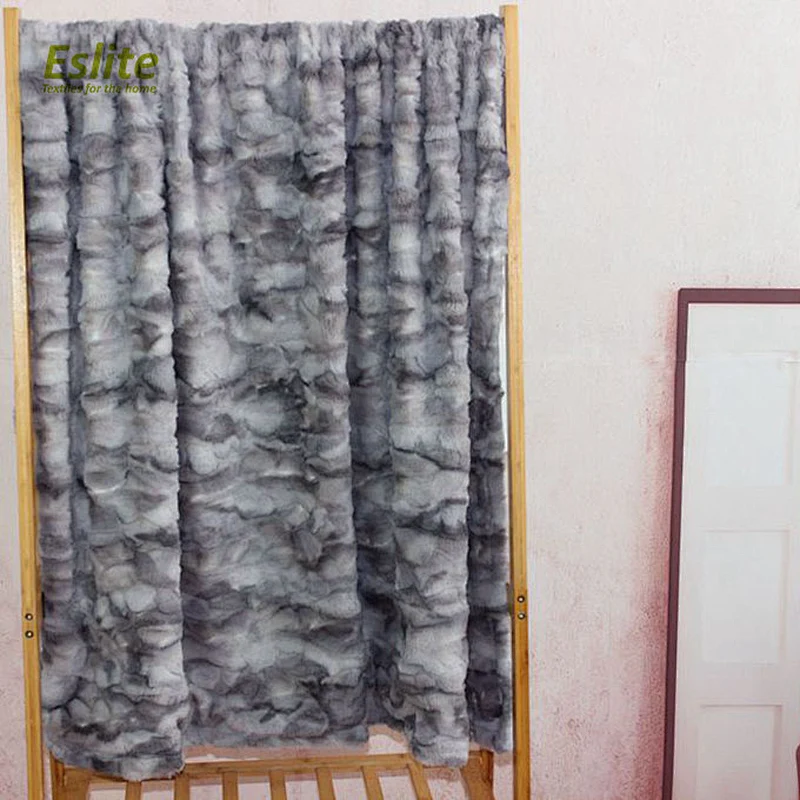 100%Polyester Brushed Printing PV Luxury Faux Fur Throw
