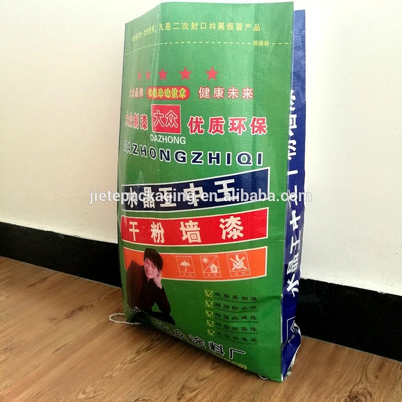 Moisture proof bopp laminated white plastic 25kg pp cement packaging bags for tile adhesive
