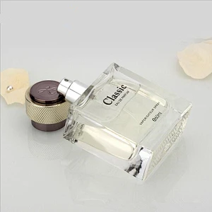 60ml clear glass square perfume bottles with pump and plastic cap