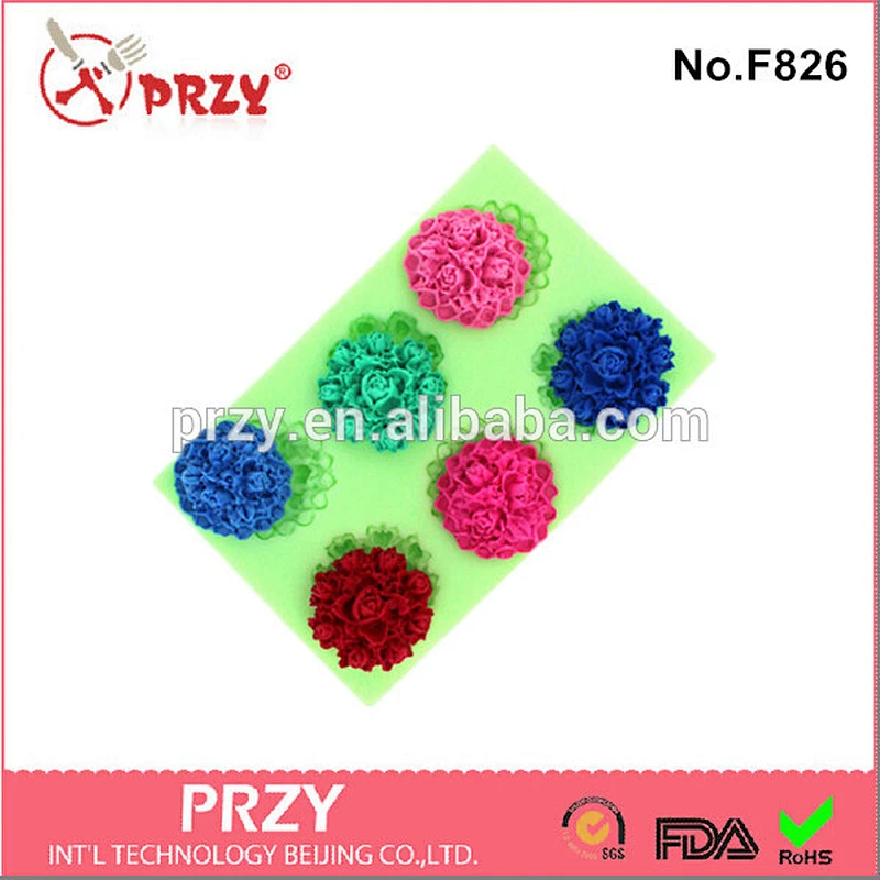 Supply Model F826 6 cavity Fondant Silicone Cupcake Molds