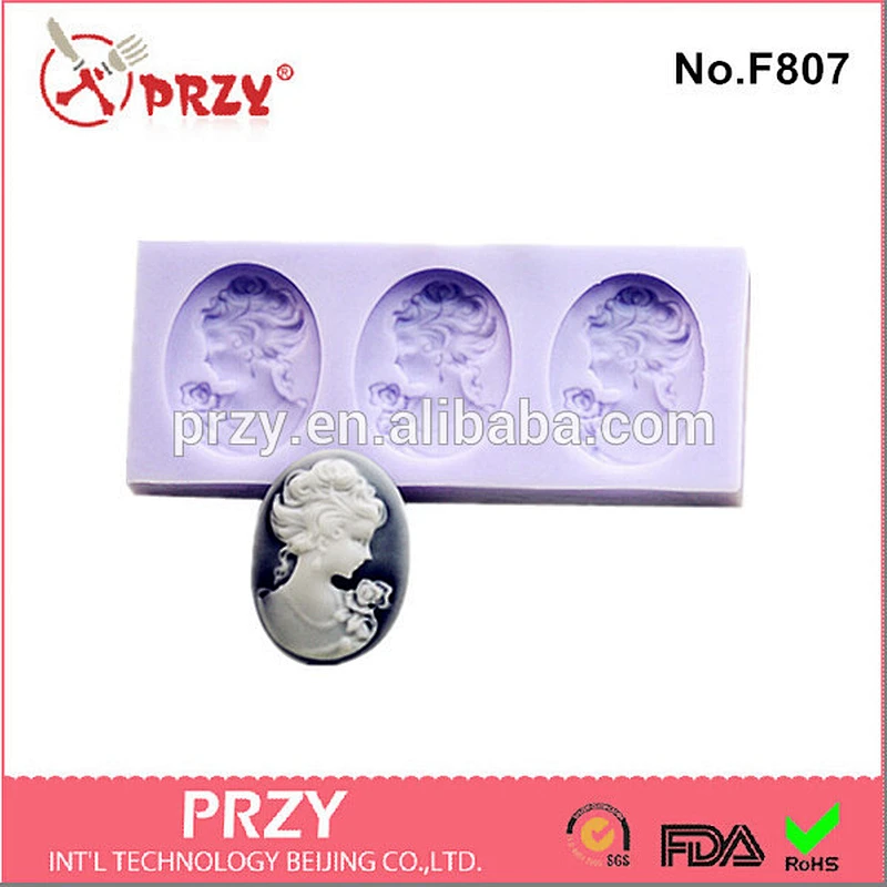PRZY Model F807 Fondant Mold Silicone Girl Cake Mold for sale