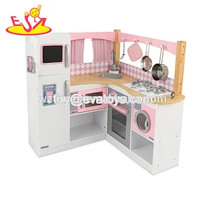 2018 Barato cocina educativa juguetes niños juego de madera cocina en color azul W10C371