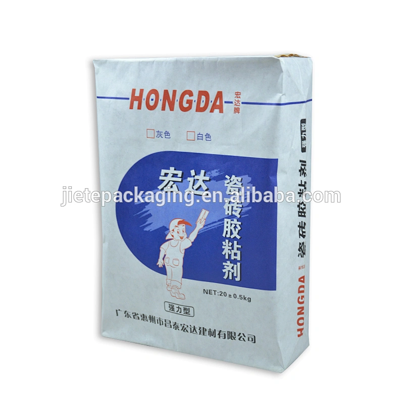white kraft paper 20kg 40kg valve bag with offset printing for packing putty, cement