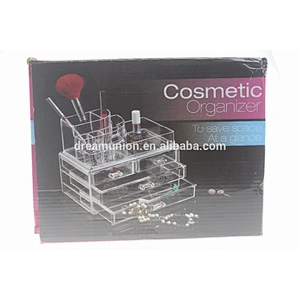 Acrylic Jewelry & Makeup Storage Display Boxes Two Pieces Set with 3 layer drawer organizer Cosmetic stand Popular