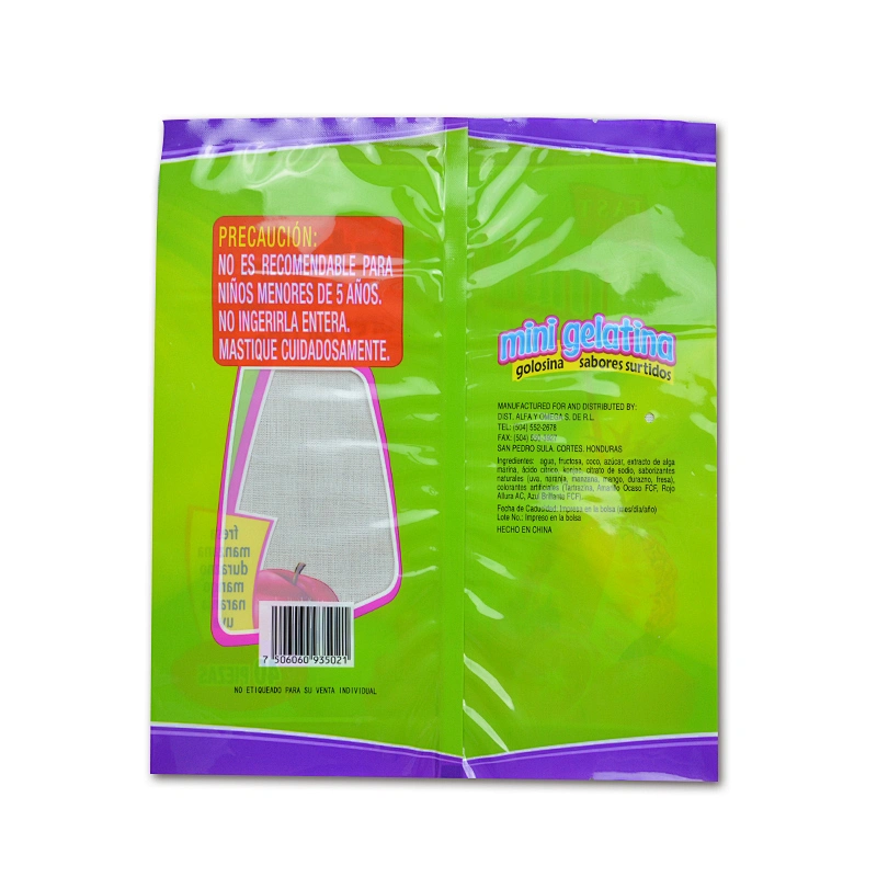 Customized plastic ped bag for food candy packaging