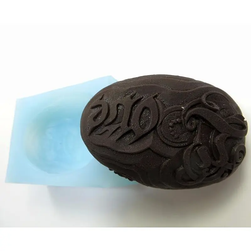 QT0042 Silicone oval retro flower pattern soap Mould handmade silicone Candle mold przy