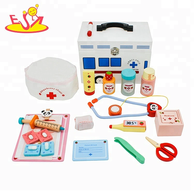wholesale funny role play wooden toy medical kit for kids W10D117