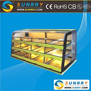 New design customized LED lights refrigerated cake display showcase