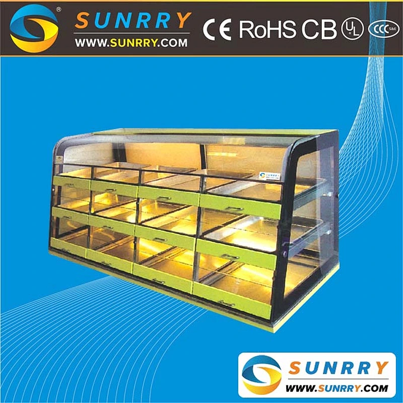 New design customized LED lights refrigerated cake display showcase