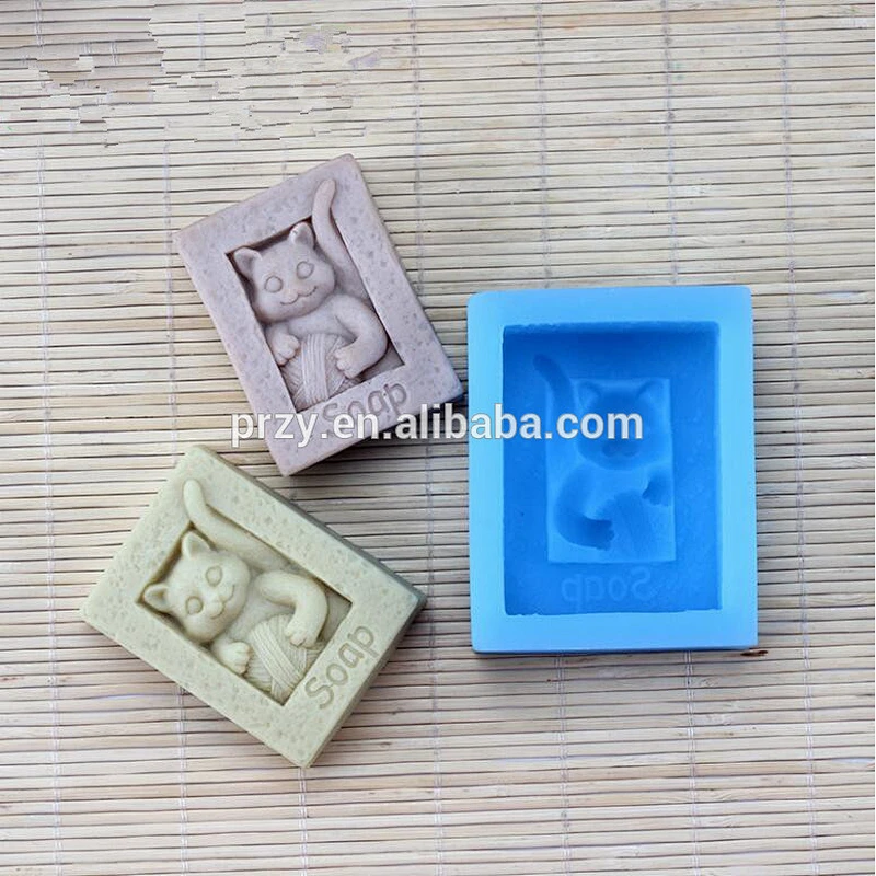 Rectangular cartoon cat silicone soap mold chocolate mold