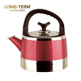 L3147 Red Color Batelite Handle Hot Water Stainless Steel Whistle Kettle With Strainer