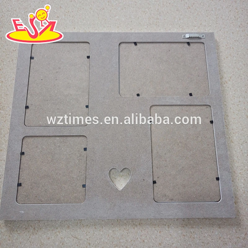 2018 wholesale 4 hole wooden heart-shaped decoration picture frame W09A051