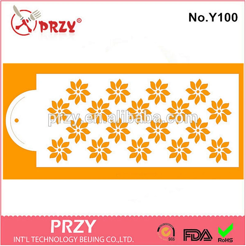 Eco-friendly Y0100 fondant decorative Plastic flower stencils