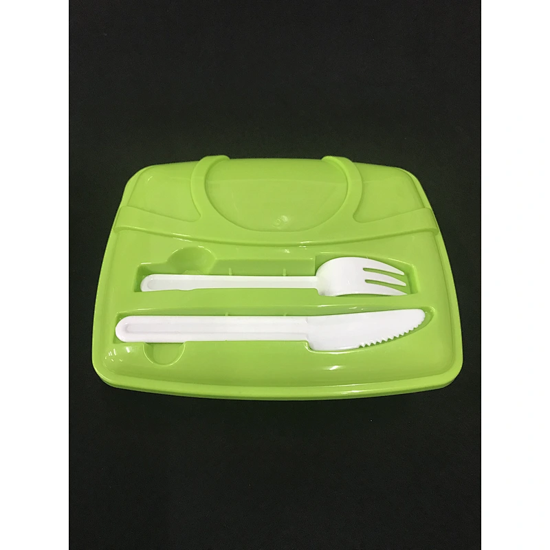Reusable Lunch clear Bento Container Microwave And Freezer Safe Lunch Box With with knife and fork