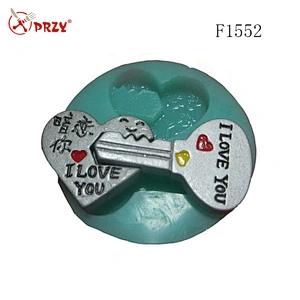fondant biscuit heart and key shape silicone barking tools mold