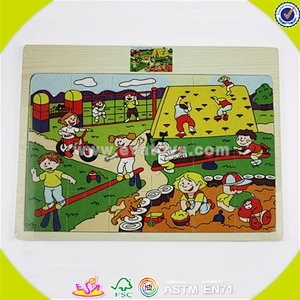 wholesale best selling wooden kids puzzle toy top play wooden kids farm life puzzle toy toddler funny jigsaw W14C048