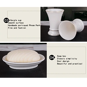 Wholesale Customized Bathroom Accessories Set Fashion 5 Pieces of Ceramic Bathroom Sanitary Set