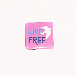 Custom shaped square plastic tin badges pin