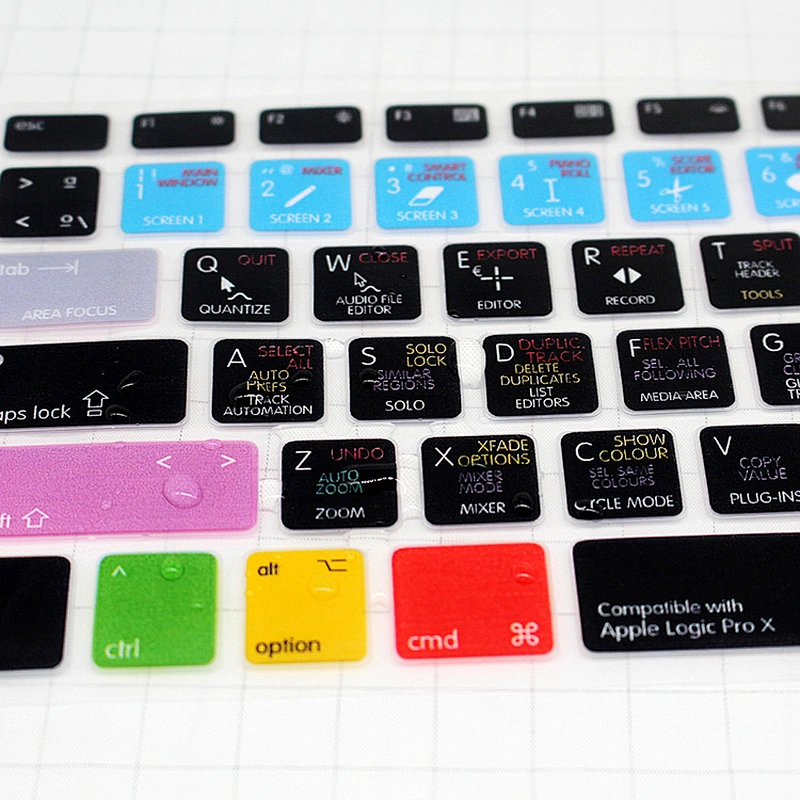Logic Pro X Spanish Functional Silicone Keyboard Skin shortcuts keyboard skin For Macbook Pro 13 Retina for macbook pro 15