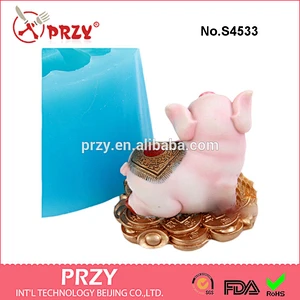 S4533 Lucky Pig candle /soap mold,silicone luckly pig mold,3d silicone soap mold