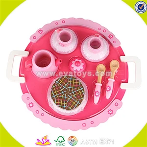 Wholesale top quality kids wooden tea sets toy popular pretend baby wooden tea sets toy W10B052