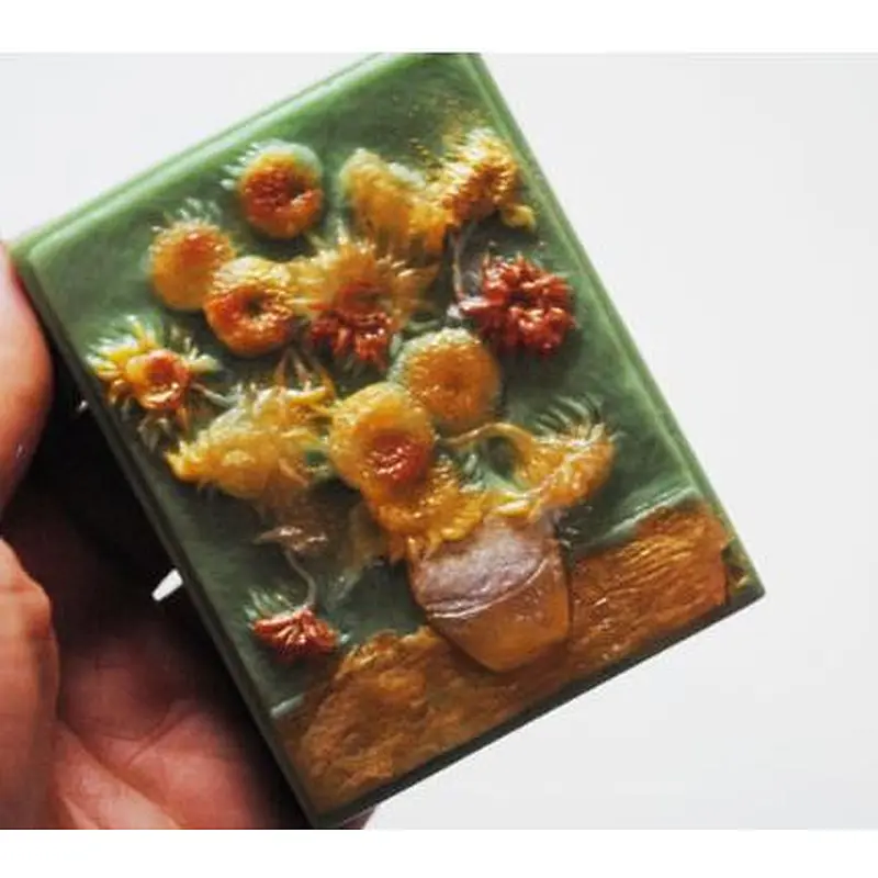Handmade Van Gogh Create Sunflower Pattern Soap Craft Silicone Mold