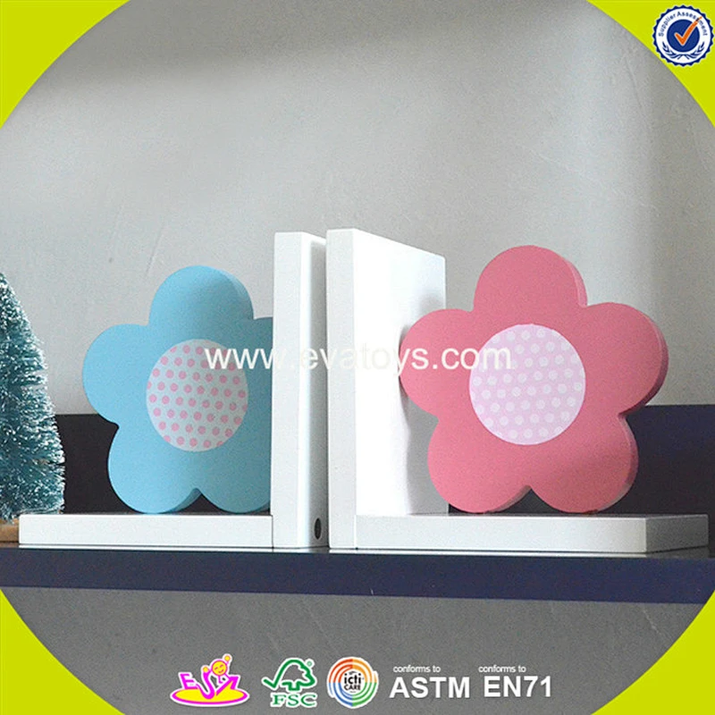 wholesale colorful children wooden flower bookend popular baby wooden flower bookend W08D052B