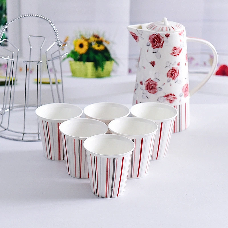 Colourful rose flower pattern pot heat-resistant water bottle sets for logo custom