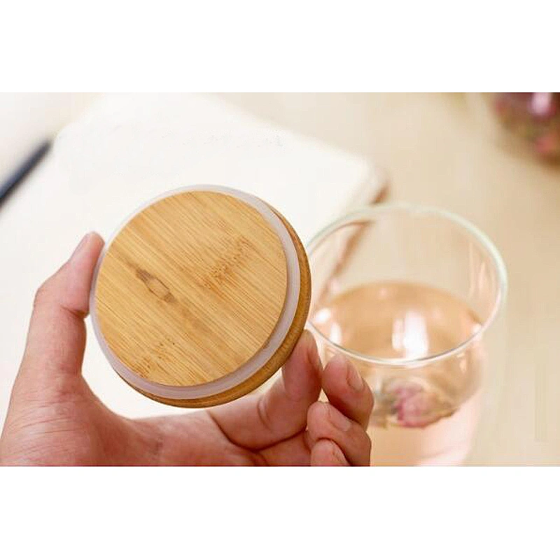 high borosilicate flower coffee cup eco-friendly shave ice flower cups healthy clear glass tea cups with bamboo lid